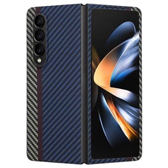 Til Samsung Galaxy Z Fold4 5G-etui i 3-farvet design Aramid Fiber-telefonskal med store lens-udskæringer