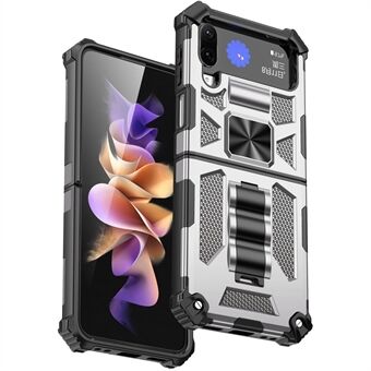 Til Samsung Galaxy Z Flip4 5G Kickstand Back Case Blød TPU+Hård PC Militær stødsikkert beskyttende telefoncover