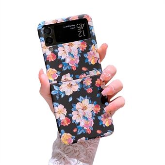 Til Samsung Galaxy Z Flip4 5G Hard PC Blomstermønster prægning Mat anti-fingeraftryk lysende mobiltelefon etui