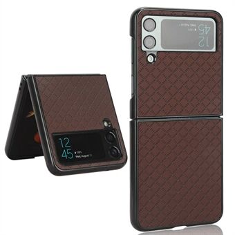 Til Samsung Galaxy Z Flip4 5G Grid præget læderbelagt pc-bagcover Anti-drop Folde mobiltelefon taske