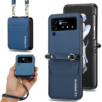 LC.IMEEKE L1 til Samsung Galaxy Z Flip4 5G Etui Læder+PC Telefoncover med Remme og Kortlommer