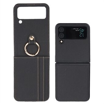 Til Samsung Galaxy Z Flip4 5G Folding Cross Texture Magnetic Phone Case PU-læder+PC-cover med kortplads