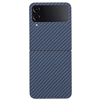 Til Samsung Galaxy Z Flip4 5G Telefon Taske 1500D Grov Tekstur Carbon Fiber Tekstur Aramid Fiber Skal (Stor Baglinse Hul) - Blå