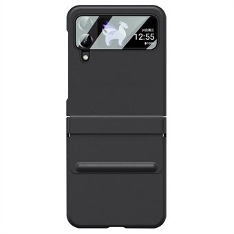 Til Samsung Galaxy Z Flip3 5G / Z Flip4 5G Etui Hængselsbeskyttelse i læder+PC-cover med vinduesfilm.