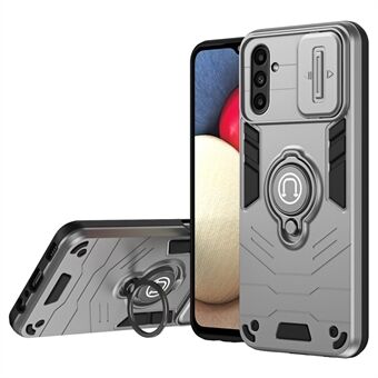 Til Samsung Galaxy A14 5G / 4G Etui PC+TPU Ring Kickstand Telefoncover med Slide Linse Låg