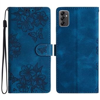 Til Samsung Galaxy A14 5G-etui Sakura Butterfly imiteret læder telefonomslag, der modvirker ridser.