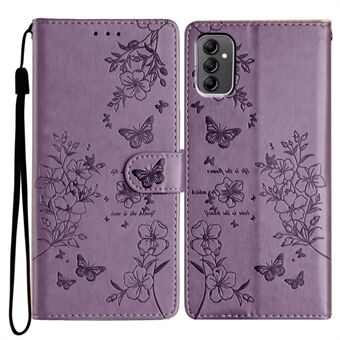 For Samsung Galaxy A14 5G Telefon Etui Sommerfugl Blomstermotiv Læder Flip Cover med Pung