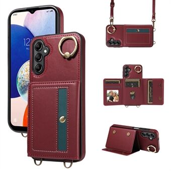 007 Til Samsung Galaxy A14 4G / 5G Crossbody Etui Kort Holder Læderkombination Telefoncover