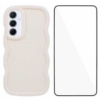 WANLONFENG XL Serie til Samsung Galaxy A14 5G / 4G Etui Wave Edge TPU Cover med Hærdet Glas Film