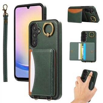 Til Samsung Galaxy A14 5G / A14 4G PU Læder Bagside Cover Kort Holder Kickstand Telefon Cover med Håndledsrem