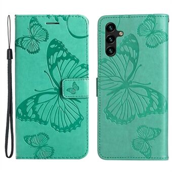 KT Imprinting Flower Series-2 til Samsung Galaxy A14 5G Anti-ridse PU læder telefoncover påtrykt sommerfuglemønster magnetisk lås Stand pung etui