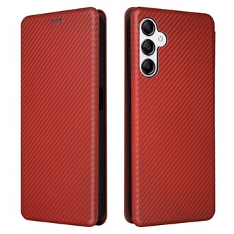 PU Læder Magnetisk Telefon Taske til Samsung Galaxy A14 5G / A14 4G med Kortholder Slot og Carbon Fiber Mønster Telefon Cover.