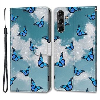 Til Samsung Galaxy A14 4G / 5G PU Lædercover Mønster Printede Kortpladser Stand Flip Phone Case med rem