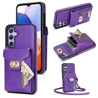 Til Samsung Galaxy A14 5G / 4G Telefoncover med lynlåslomme Kickstand Kortpladser Læder + TPU-etui