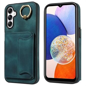 001 Til Samsung Galaxy A14 5G / A14 4G Ring Kickstand Kortholder Cover Skin-touch PU Læder+TPU telefoncover