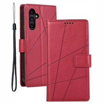 DF-06 Til Samsung Galaxy A14 5G / A14 4G Case Magnetisk Lås Linjer Præget læder smartphone cover