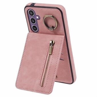 Til Samsung Galaxy A14 5G / A14 4G-etui Retro PU+TPU lynlås tegnebogstelefon-cover