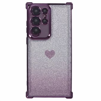 Til Samsung Galaxy S23 Ultra Cover Gradient Glitter Hjerte Elektroplettering TPU Telefonbeskyttelse.