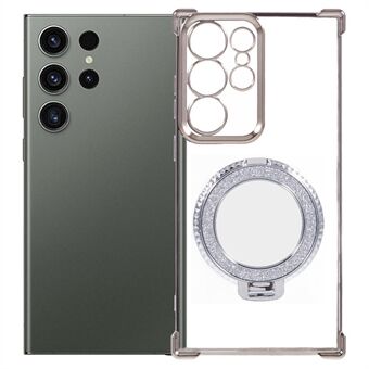 Til Samsung Galaxy S23 Ultra TPU Cover med Elektroplateret Ring og Kickstand