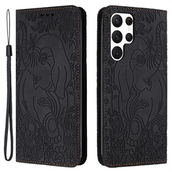 Til Samsung Galaxy S23 Ultra-etui Elefantmønster Pung PU-læder bogstil Telefoncover.