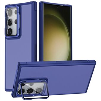 Til Samsung Galaxy S23 Ultra Etui med Linse Cover Kickstand Hud-Touch PC+TPU Telefonbagside Cover