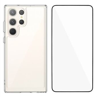 WANLONFENG MF-serien til Samsung Galaxy S23 Ultra etui TPU+Acryl gennemsigtig telefonetui med hærdet glasfilm