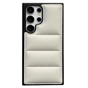 Til Samsung Galaxy S23 Ultra Etui Pufferjakke Læder+TPU Blød Touch Telefoncover