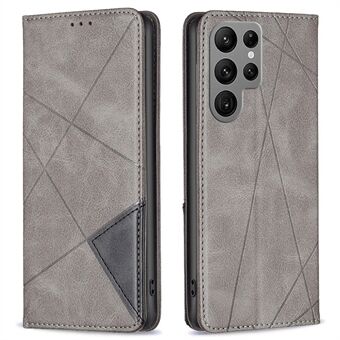 Til Samsung Galaxy S23 Ultra BF Imprinting Pattern Series-1 Magnetisk autoabsorberet PU-læder kortholder cover Geometrisk præget telefonflip- Stand etui