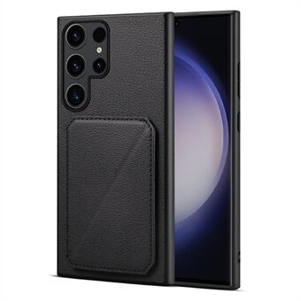 Til Samsung Galaxy S23 Ultra Etui Skjult Kortholder Læder+PC+TPU Telefoncover med Stativ