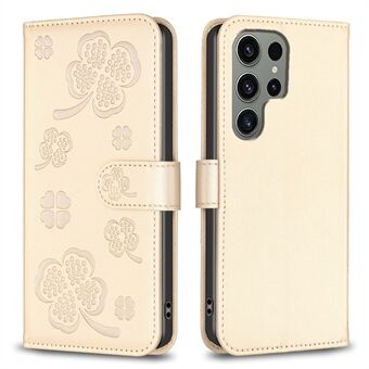 For Samsung Galaxy S23 Ultra Wallet-etui kløvermønster Flip PU-læder telefoncover