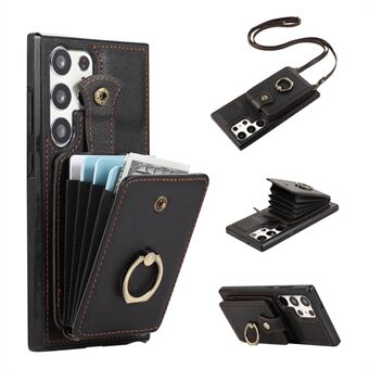 Til Samsung Galaxy S23 Ultra Etui Kickstand Slim-Fit TPU+PU Læder Telefonskal