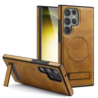 Til Samsung Galaxy S23 Ultra Magnetisk Telefon Etui Med Stativ Læder+TPU+PC Cover