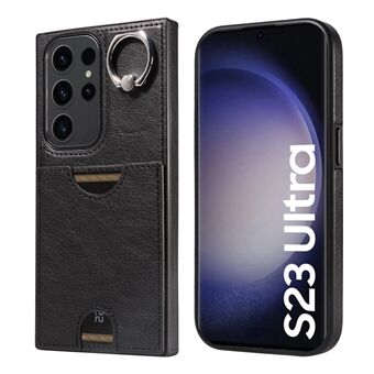 006 til Samsung Galaxy S23 Ultra Etui med Kortholder i PU+TPU med Stativ til Bagsiden af Telefonen