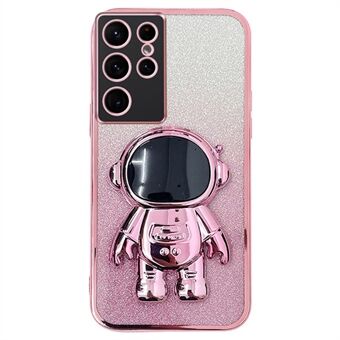 Til Samsung Galaxy S23 Ultra Cover Astronaut Kickstand Electroplating Glitter Cover