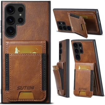 SUTENI H03 For Samsung Galaxy S23 Ultra Etui læder+TPU Vokset Tekstur Telefoncover