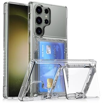 Til Samsung Galaxy S23 Ultra mobiltelefon-cover klart PC+TPU flip med kortlomme