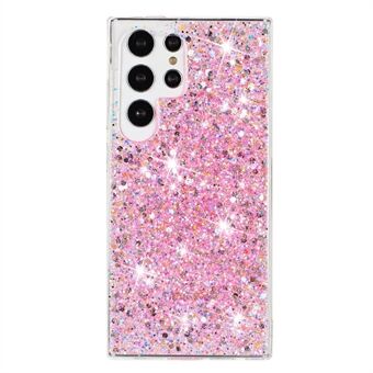 For Samsung Galaxy S23 Ultra telefon etui, Anti-ridse Epoxy Glittery TPU bagside dækning.