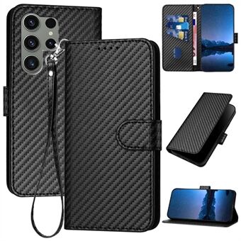 YX0070 til Samsung Galaxy S23 Ultra-etui PU læder Carbon Fiber tekstur Flip-telefon cover