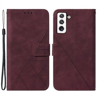 YB Imprinting Series-1 til Samsung Galaxy S23 Business Imprinted Lines PU-læder telefoncover Flip Stand Wallet Case med håndstrop