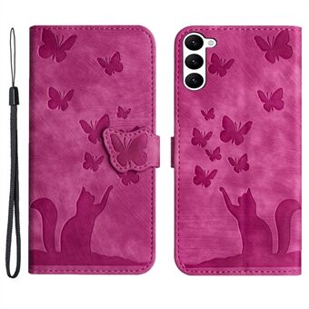 Til Samsung Galaxy S23 taske Butterfly Cat trykning læder folio telefon cover