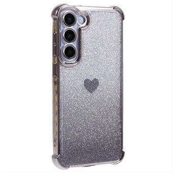 Til Samsung Galaxy S23 Hjerte Mønster Drop Beskyttelse Mobil Cover TPU Glitrende Pulver Mobil Etui