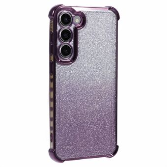 For Samsung Galaxy S23-etui TPU Glitter Gradient telefoncover med et kærlighedshjerte-mønsteret ramme.