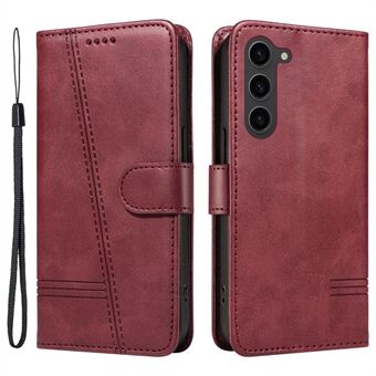 Til Samsung Galaxy S23 Etui Pung Flip Læder Telefon Cover med T-formede linjer