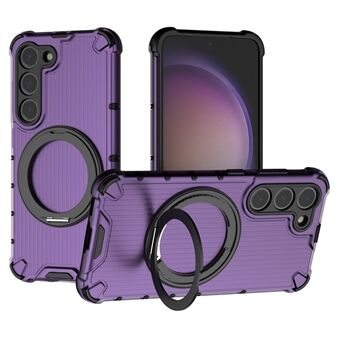 Til Samsung Galaxy S23 Magnetisk Etui Vertikal Stribe Skridsikker PC+TPU Telefon Cover Kickstand Ring Holder