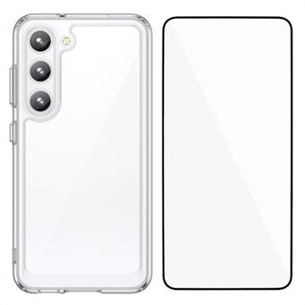 WANLONFENG MF-serien til Samsung Galaxy S23 etui TPU+akryl klar telefoncover med hærdet glasfilm