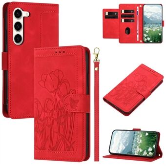 Til Samsung Galaxy S23 Etui Tulipan Læder Telefon Cover med 5 Kortlommer Wallet