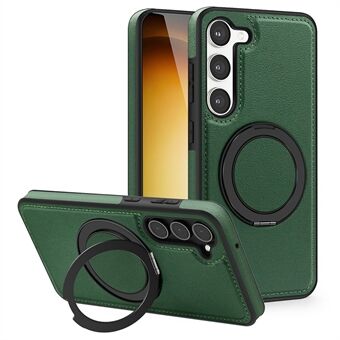 Til Samsung Galaxy S23 Magnetisk Etui Roterende Ring Kickstand PU Læder+PC+TPU Bagside Cover