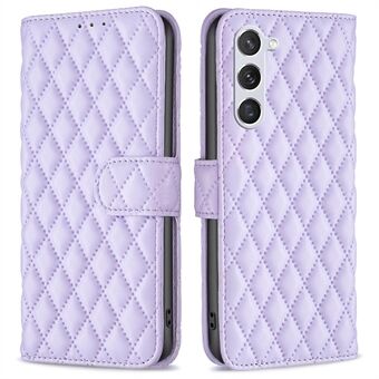 BINFEN COLOR BF Style-14 til Samsung Galaxy S23 påtrykt Rhombus mønster PU læder telefon etui Magnetisk lukning Flip Stand Pung Cover