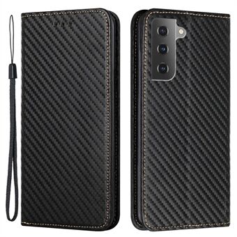 Til Samsung Galaxy S23 Carbon Fiber Texture PU Læder Taske Magnetisk Autoabsorberet Pung Stand Folio Flip Telefon Cover