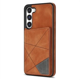 Til Samsung Galaxy S23 Anti-fall telefoncover Kickstand Line Splejsning påtrykt Ridsefast PU-læder + TPU mobiltelefonetui med kortholder